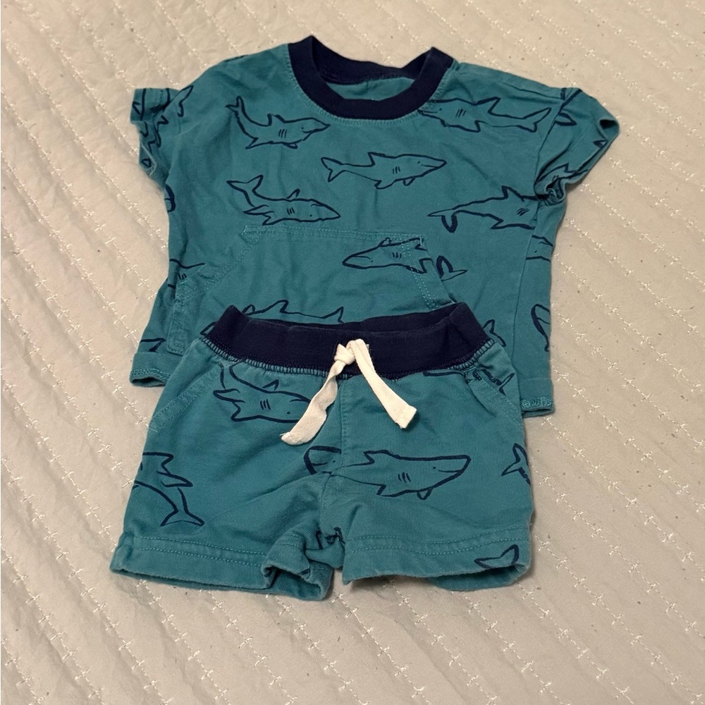 Carter's Teal and Navy Shark Print Kids Matching Set